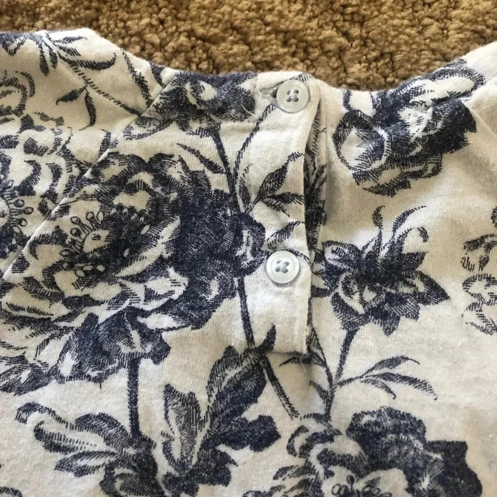 Baby gap blue girls floral flutter sleeve top 4 4t xs